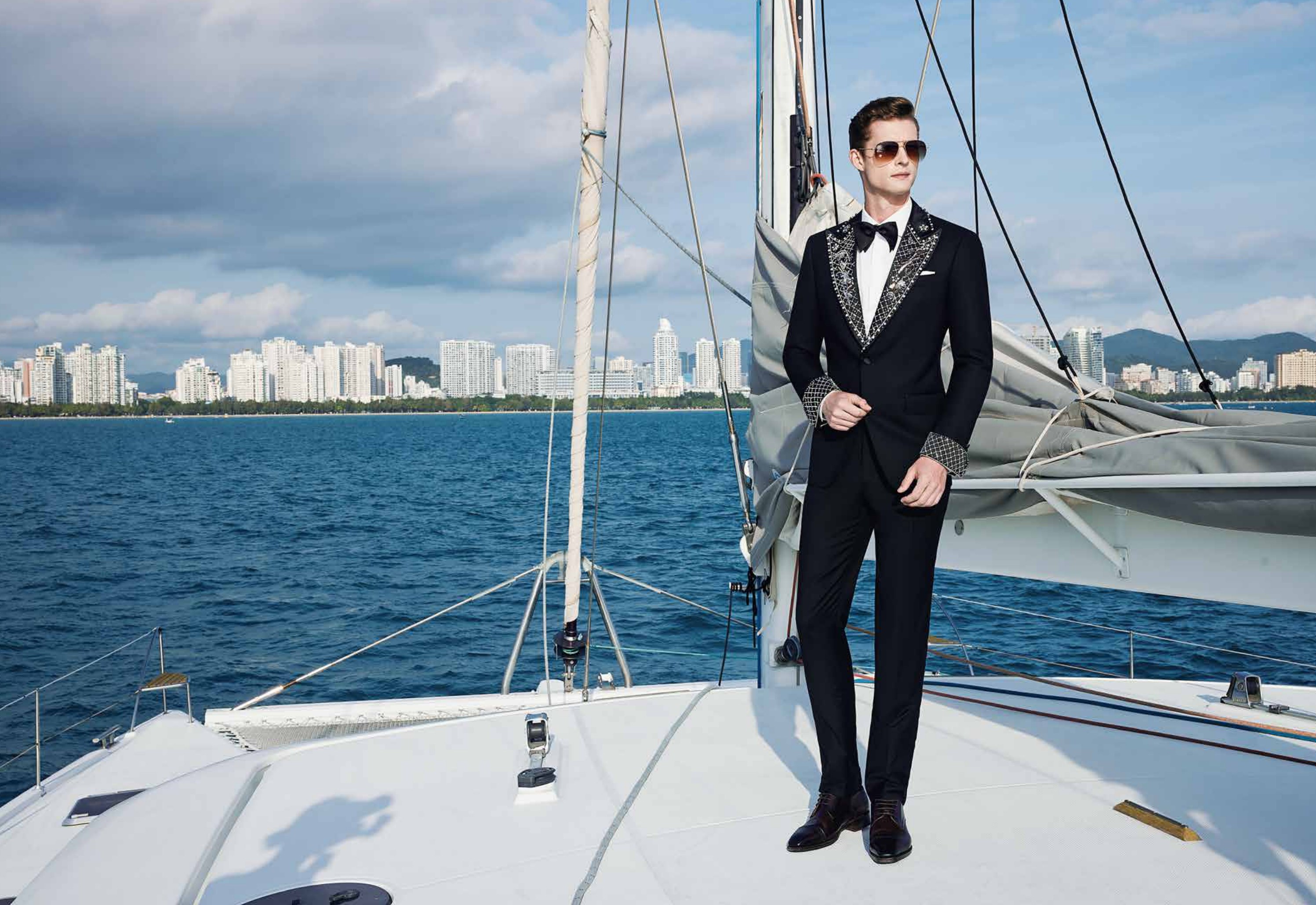 Black tuxedo yacht inspiration
